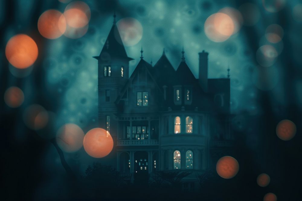 Haunted mansion shaped pattern bokeh effect background outdoors light night.