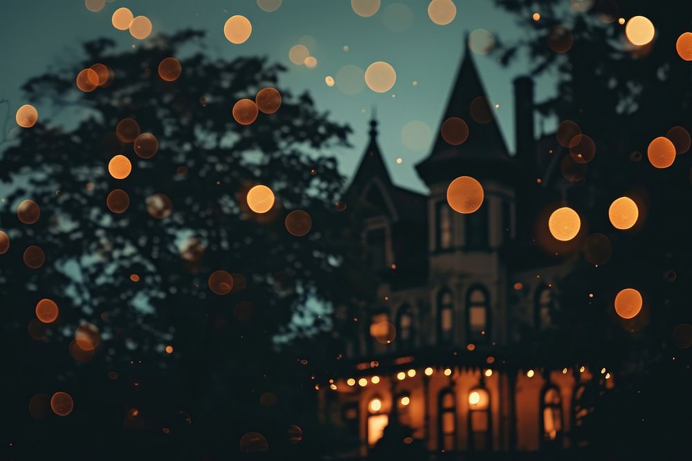 Haunted mansion shaped pattern bokeh effect background light outdoors lighting.
