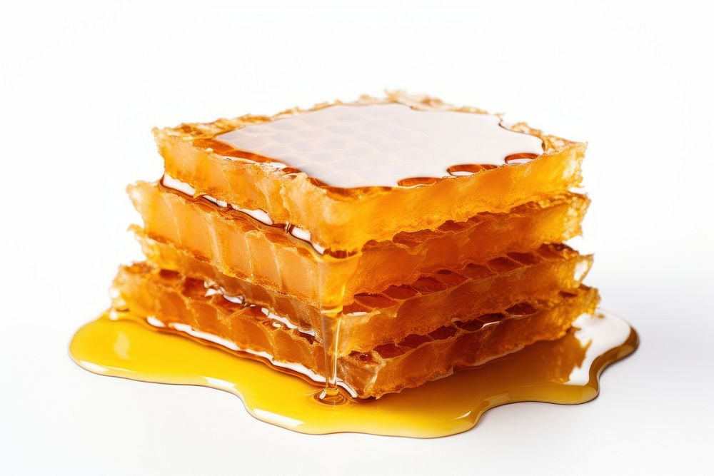 Honey honeycomb food white background.