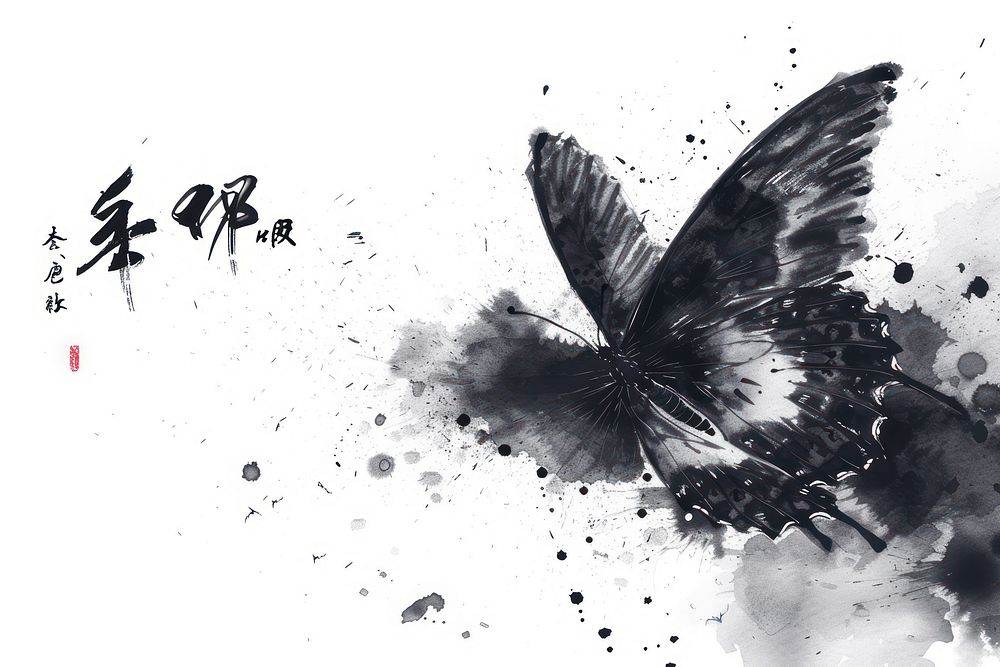 Japanese calligraphy art of Butterfly background butterfly animal creativity.
