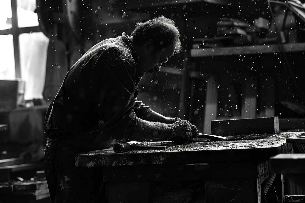 Man working metalworking adult black.