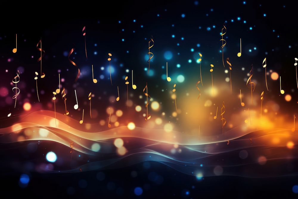 Musical note pattern bokeh effect background backgrounds light night.