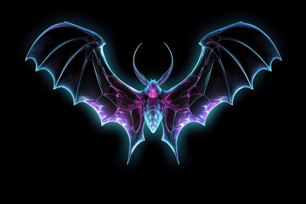 Bat pattern neon black background.