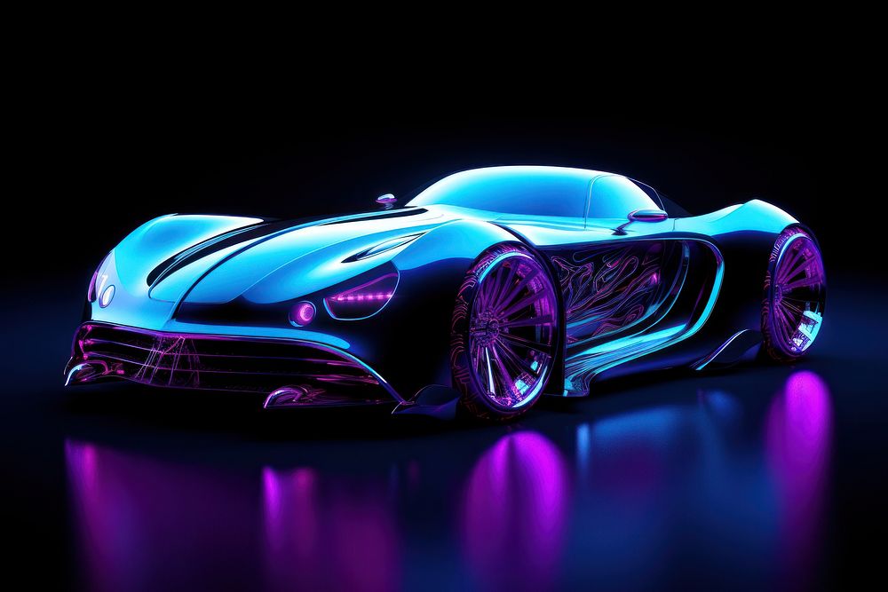 Future car vehicle purple light.