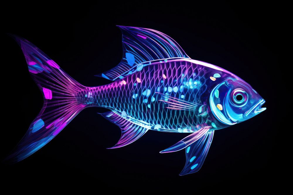 Fish animal pomacanthidae illuminated.