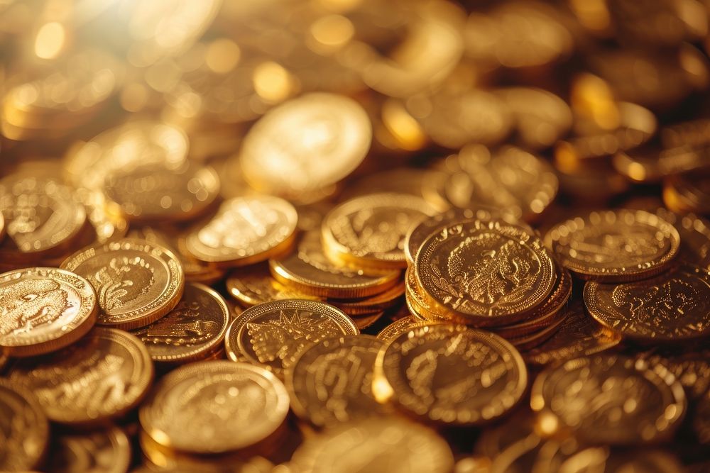 Gold coins backgrounds money accessories.
