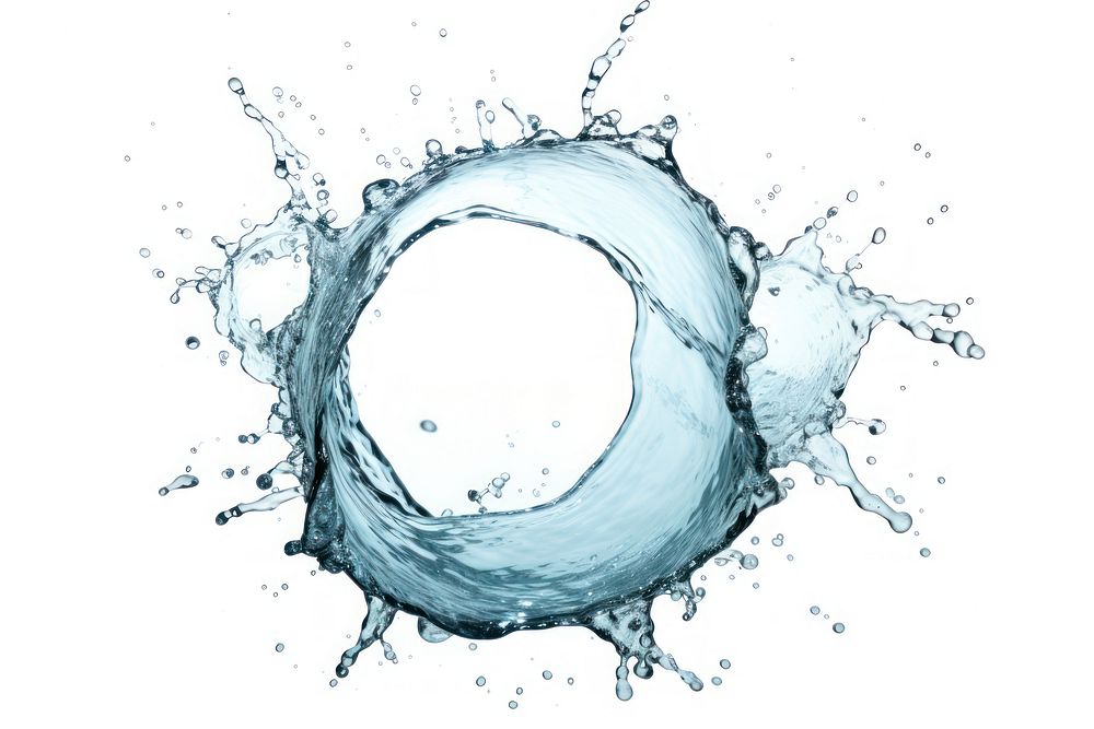 Water splash circle shape white background.