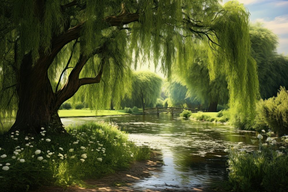 Willow tree willow land landscape.