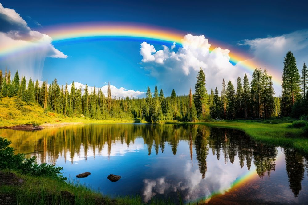 Nature landscape rainbow panoramic outdoors.
