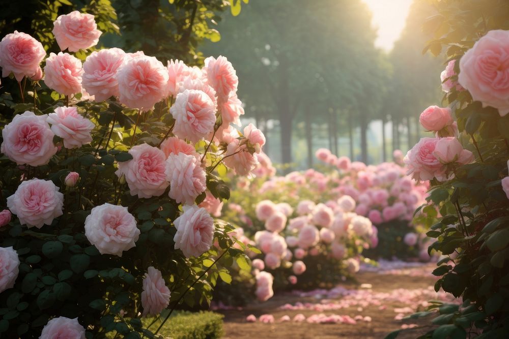 Beautiful blooming pastel garden rose outdoors.