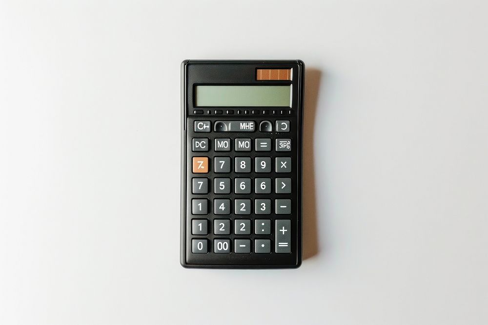 Calculator white background mathematics electronics.