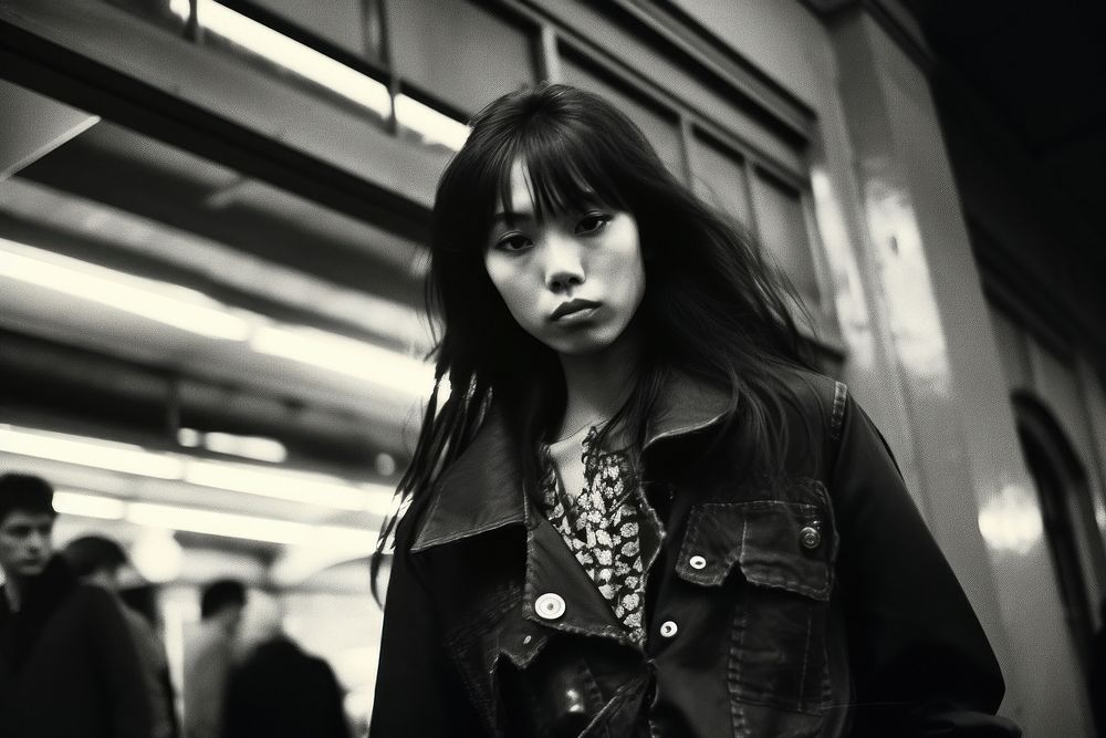 Japanese girl in fashion portrait jacket adult.