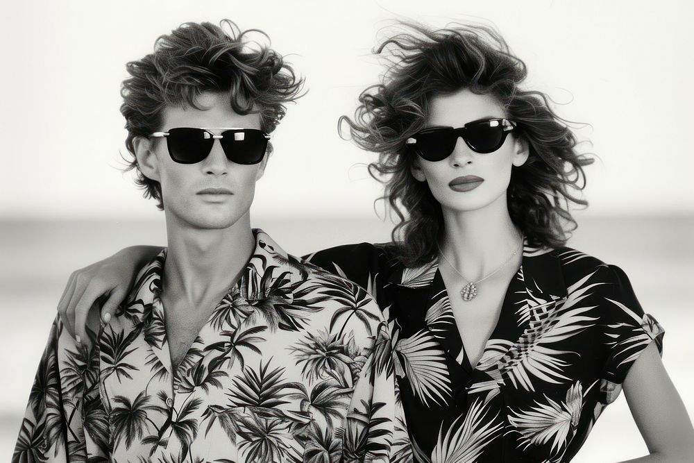 Male and female sunglasses portrait fashion.