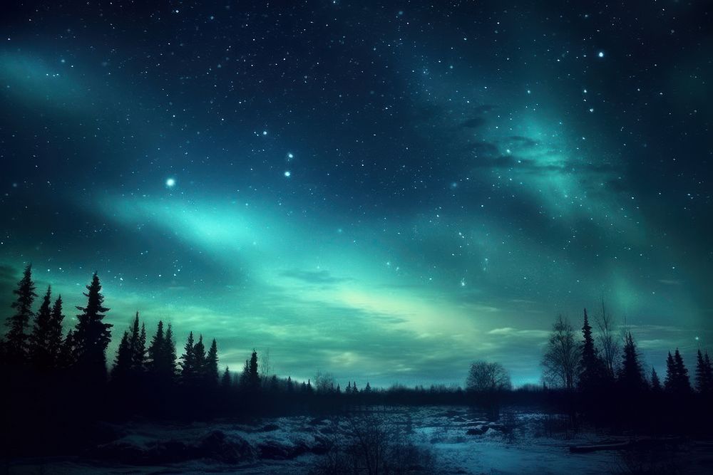 Northern Light and star sky landscape outdoors nature.