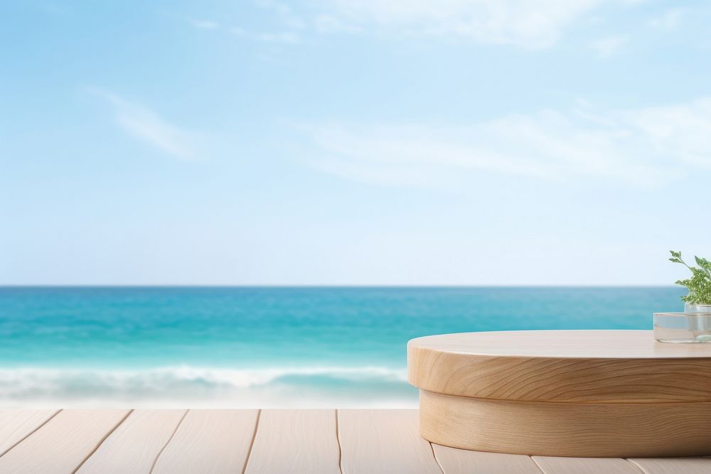 Blur ocean background furniture outdoors horizon.