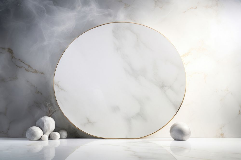 White marble background porcelain pottery circle.