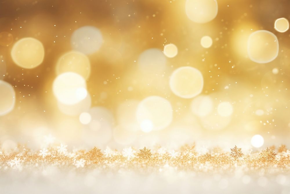 Snow flakes pattern bokeh effect background backgrounds nature gold.