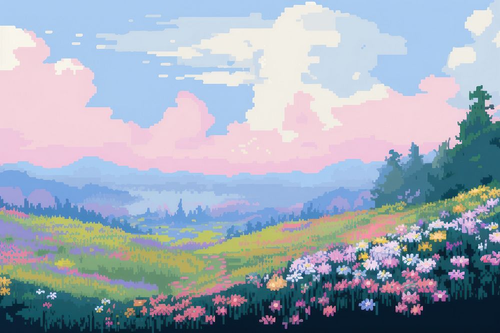 Summer meadow landscape outdoors painting.