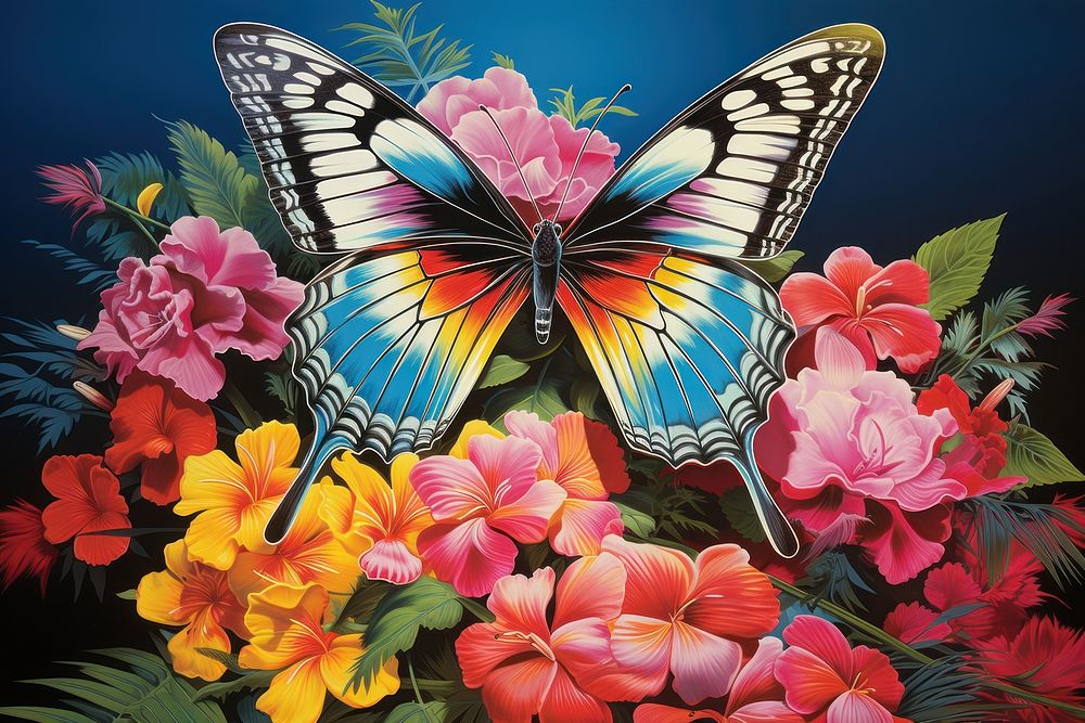 Butterfly flower art outdoors.