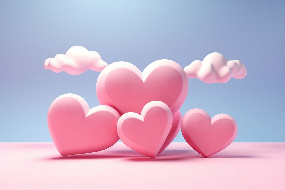 Hearts shape cloud background softness balloon cartoon.