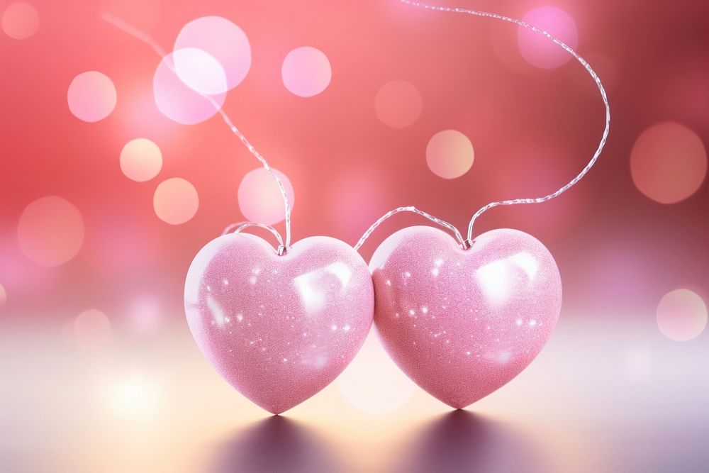 Valentine day on heart pink background illuminated celebration accessories.