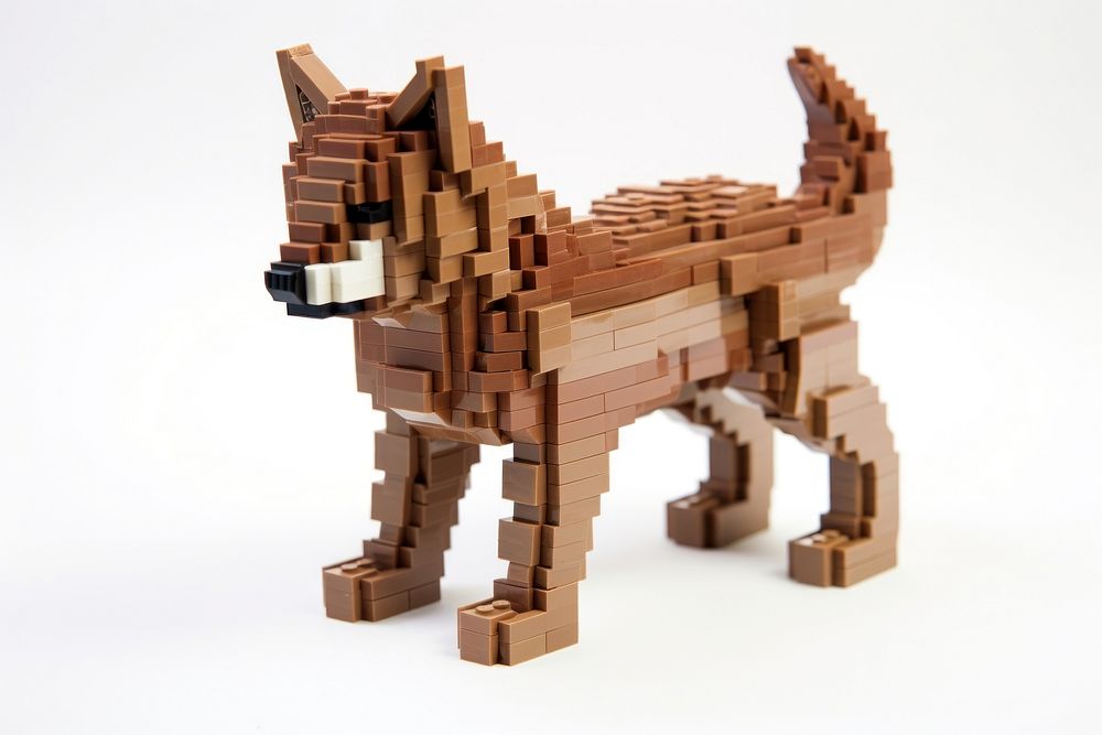 Wolf bricks toy wood art representation.