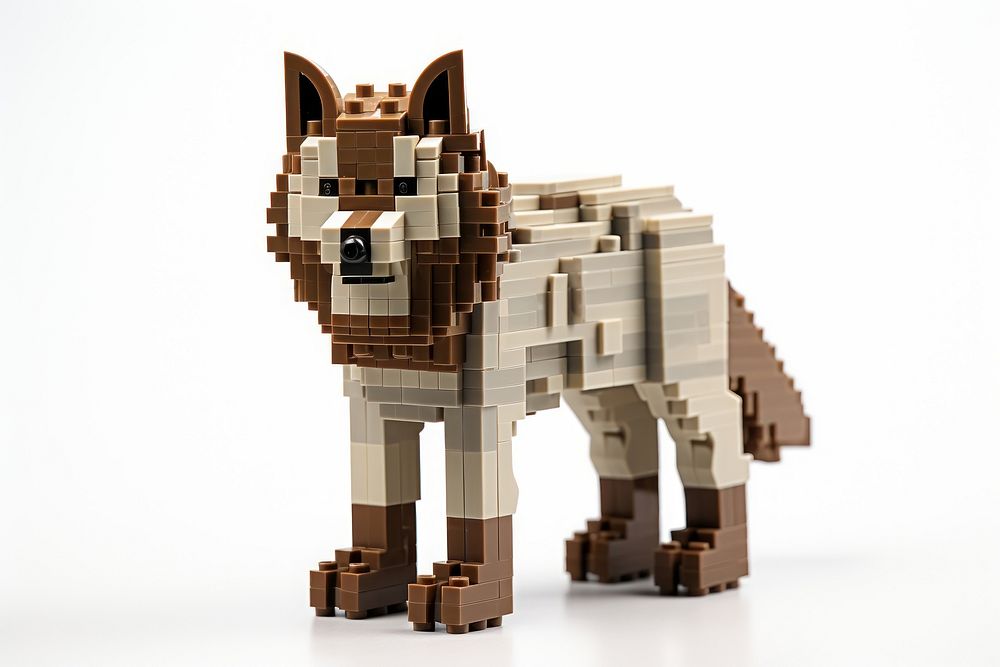 Wolf bricks toy animal white background carnivora.