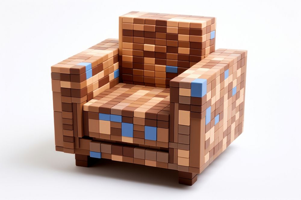 Armchair bricks toy furniture wood relaxation.