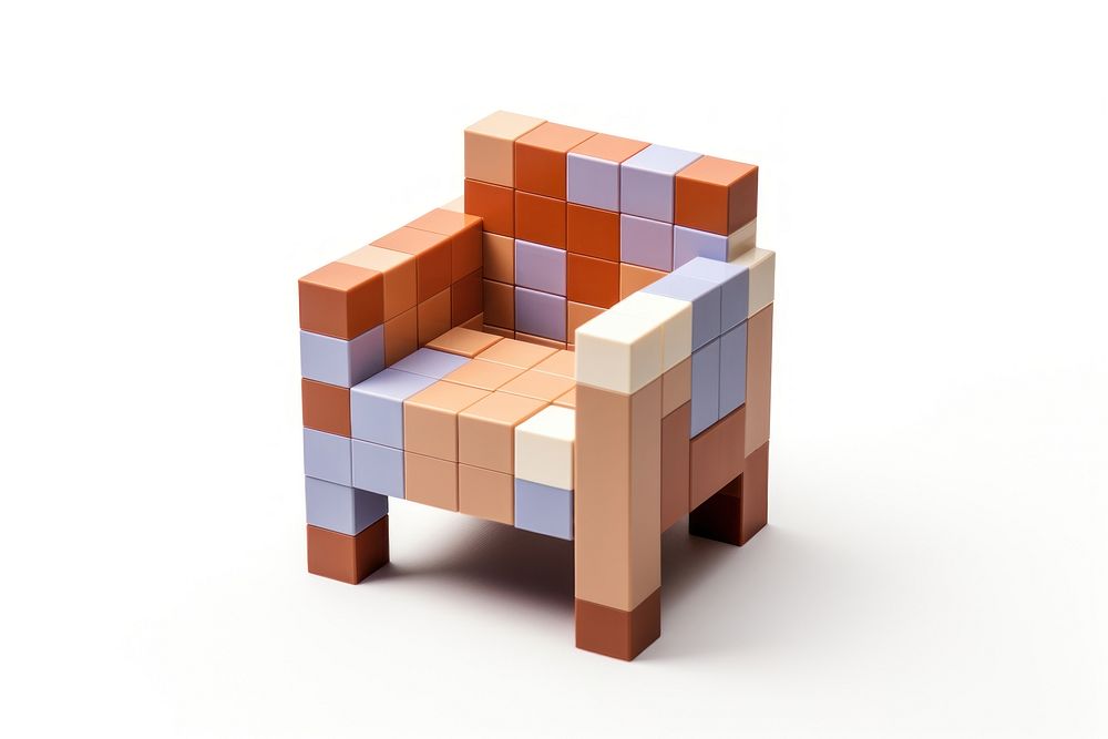 Chair bricks toy furniture art white background.