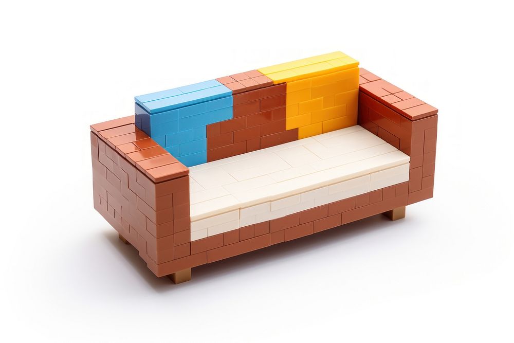 Sofa bricks toy furniture white background relaxation.