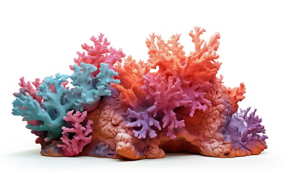 Colorful coral reefs nature sea white background.