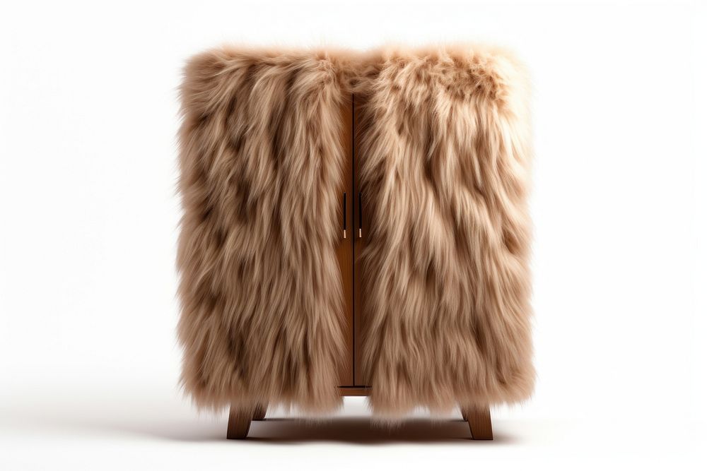 Brown cabinet fur furniture white background.