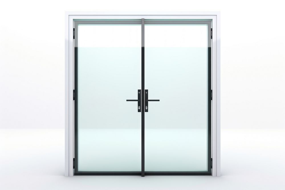 Glass door architecture building white background.