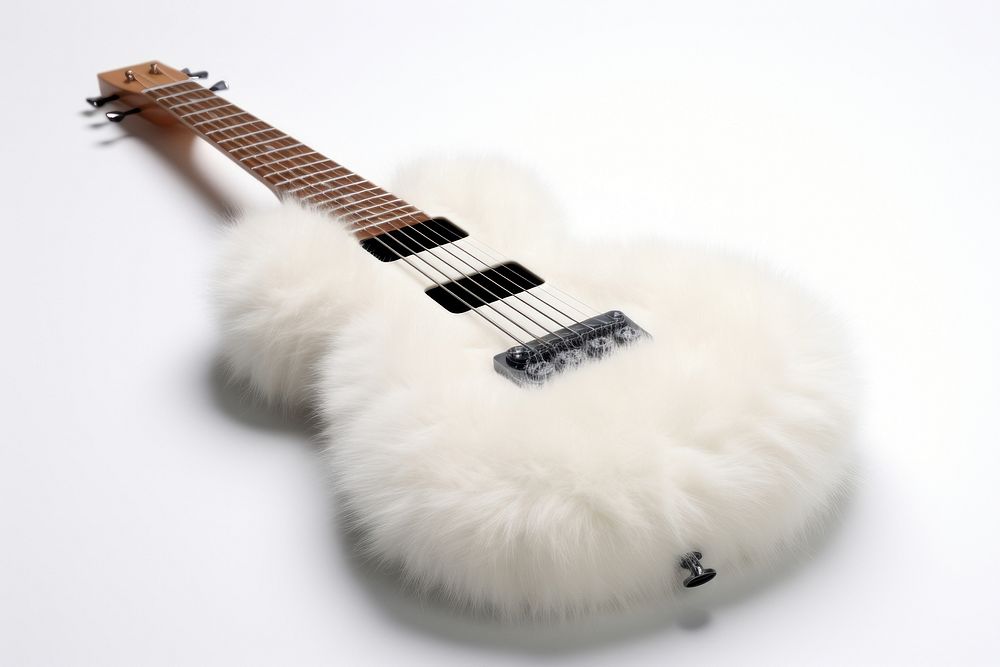 Guitar white white background fretboard.