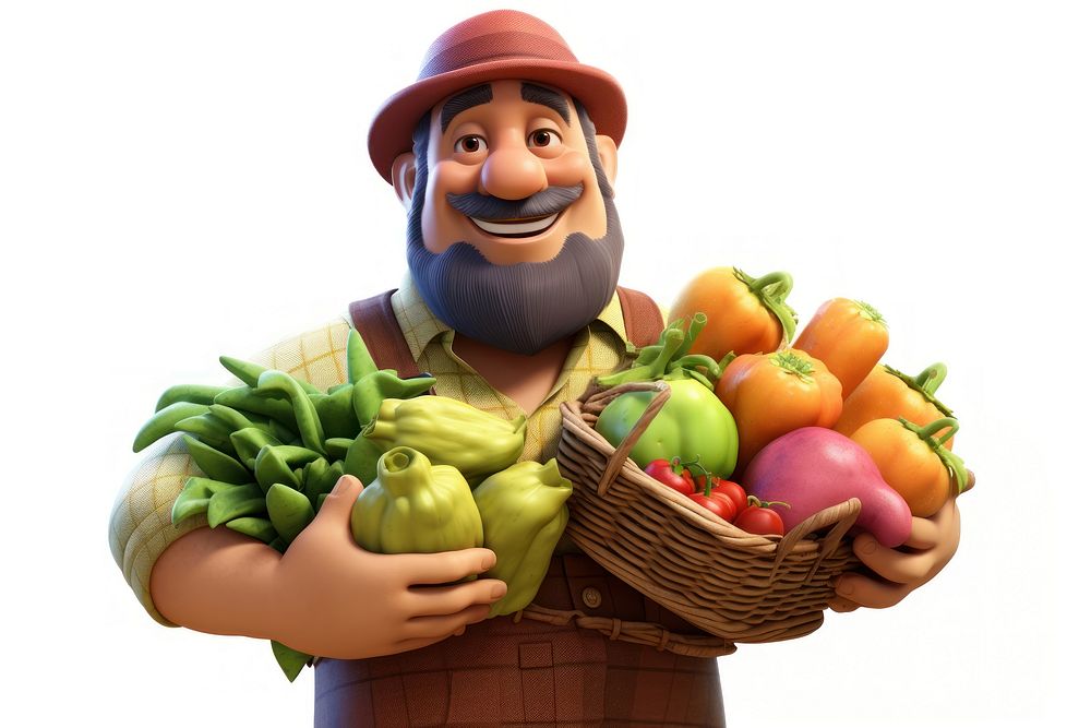 Farmer holding vegetables basket food agriculture.