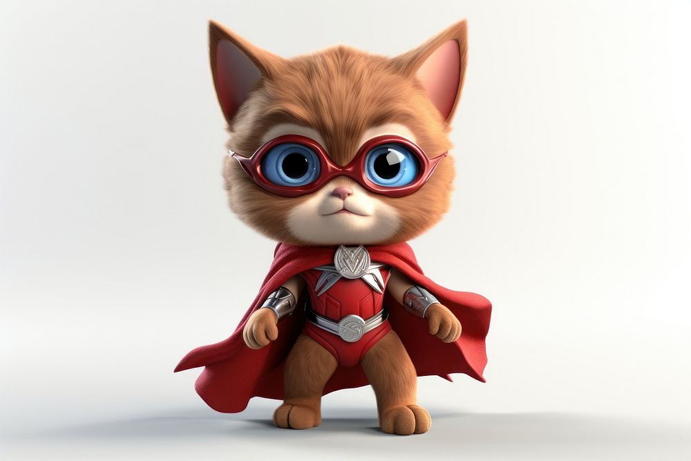 Super hero cat cartoon toy representation.