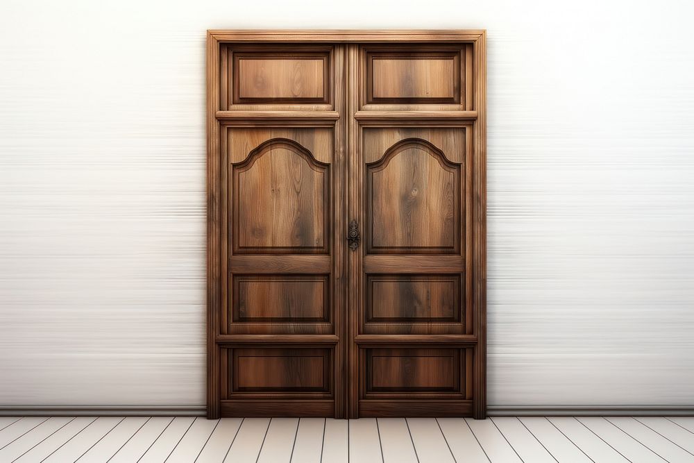 Wooden door furniture hardwood architecture.