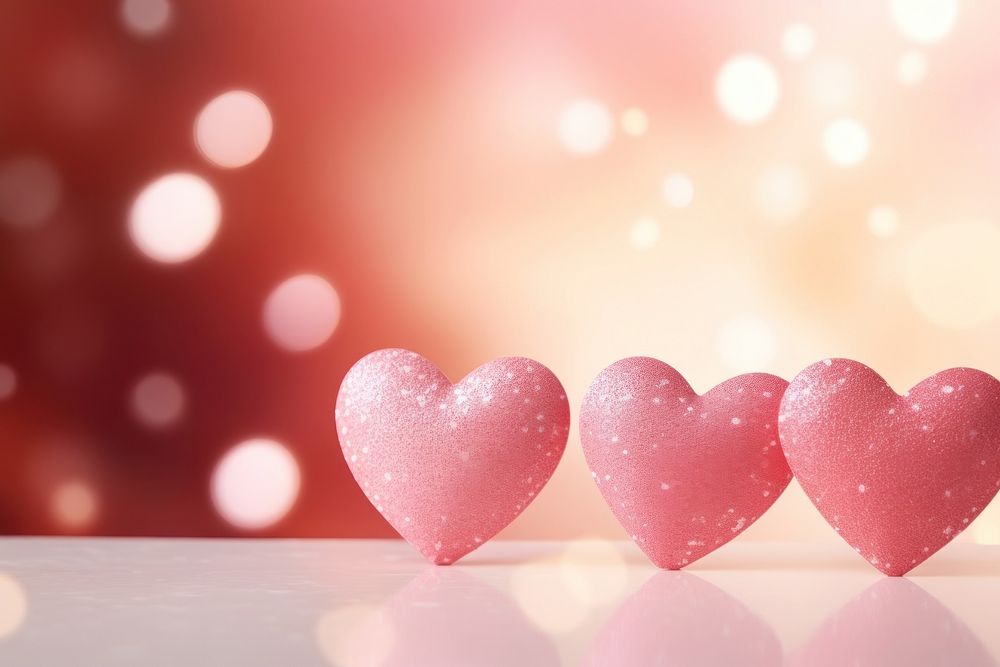 Valentine day white hearts on pink background celebration decoration defocused.