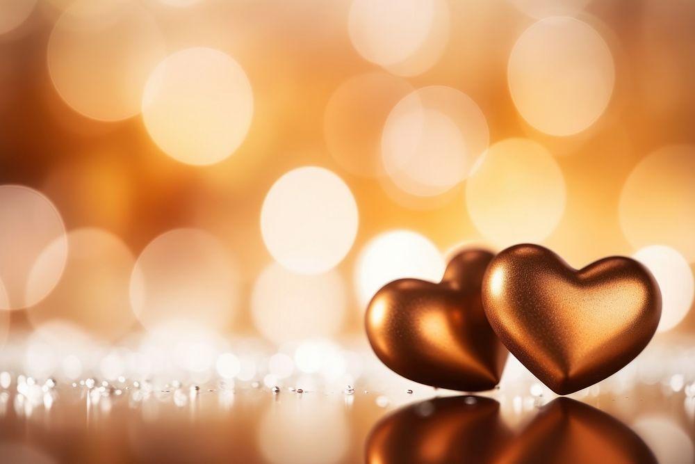 Valentines chocolate heart pattern bokeh effect background backgrounds light gold.
