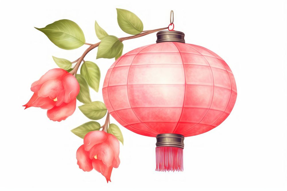 Watercolor illustration chinese lantern white background celebration decoration.