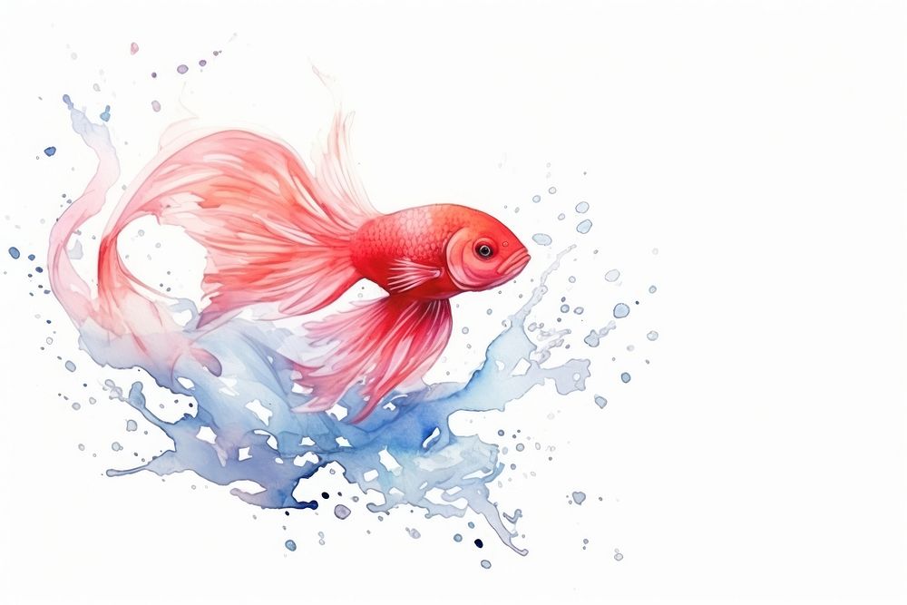 Watercolor illustration splash goldfish animal creativity.