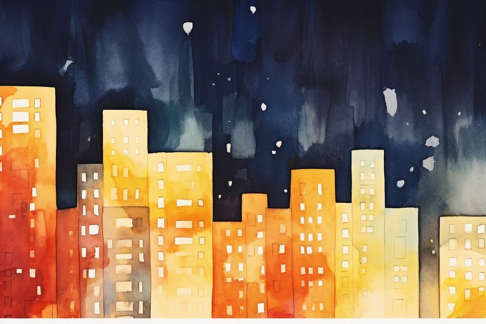 Night city backgrounds painting architecture.