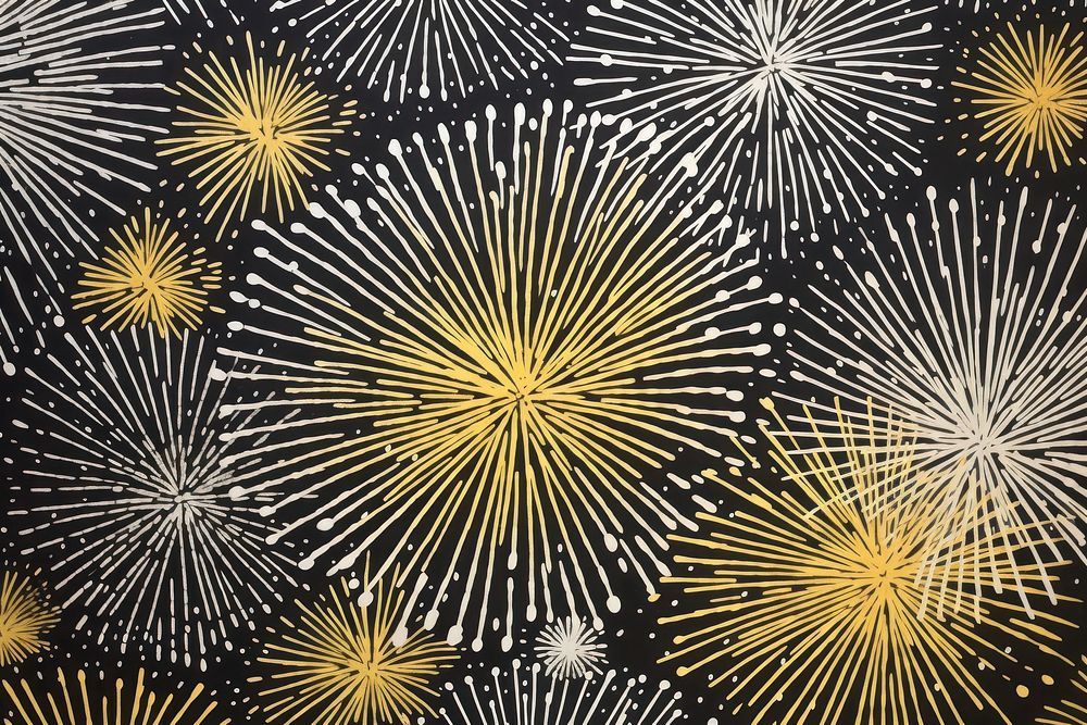Yellow and silver fireworks backgrounds pattern celebration.