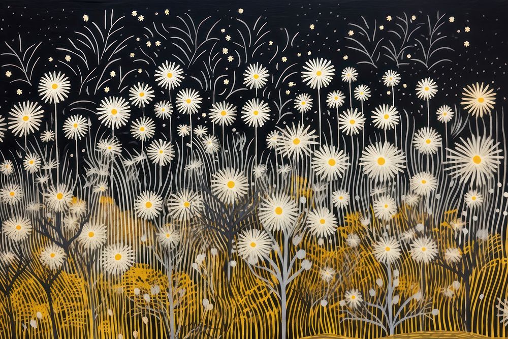 Yellow and silver fireworks nature outdoors pattern.