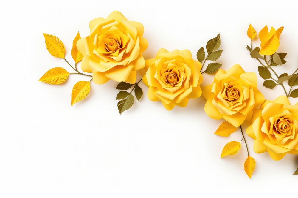 YELLOW ROSE floral border flower rose yellow.