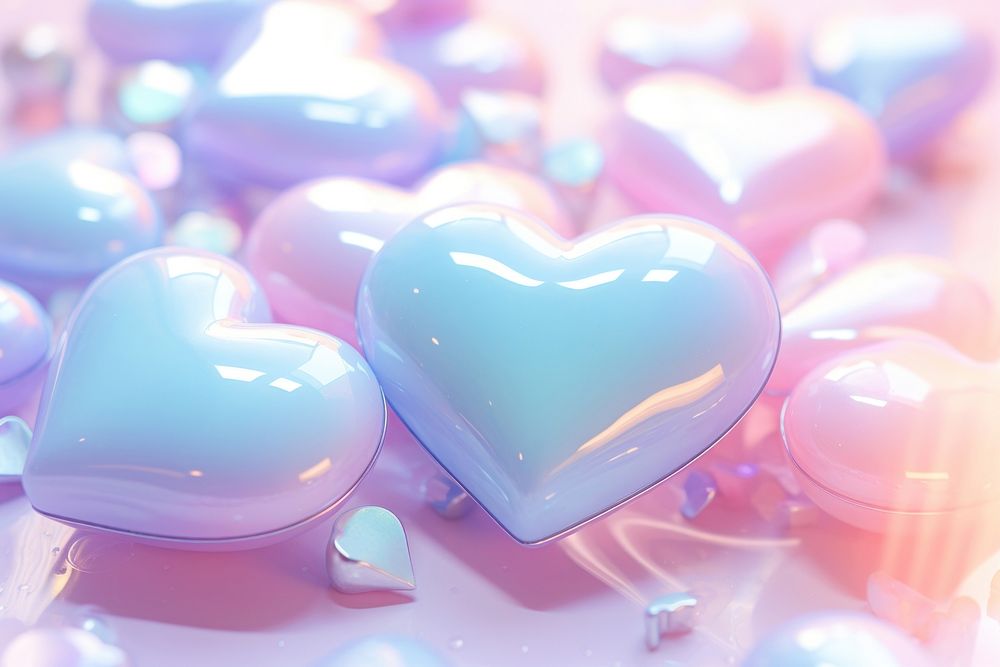 Pastel 3d heart aesthetic holographic backgrounds medication turquoise.