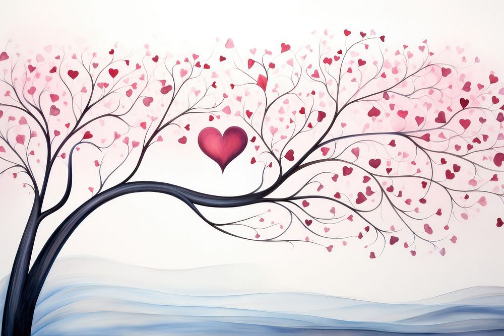 Heart Ornaments painting plant tranquility.