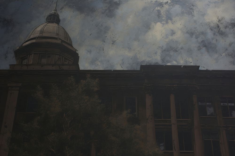 Acrylic paint of courthouse outdoors city architecture.
