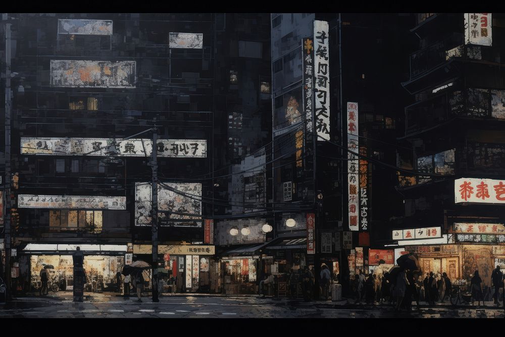 Acrylic paint of tokyo street metropolis outdoors city.