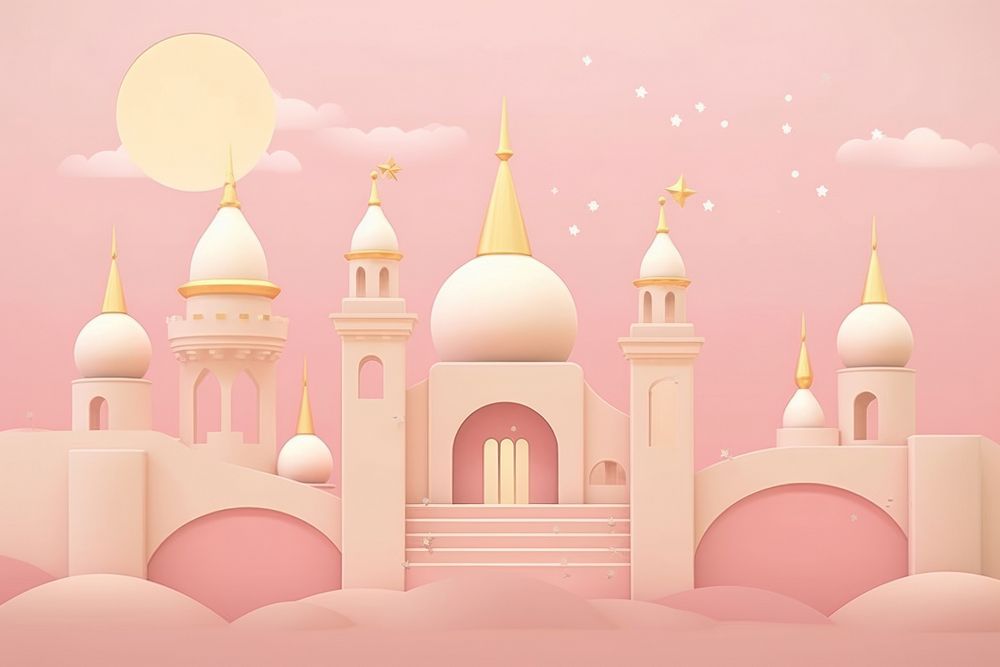 Aesthetic castle background with crescent moon background architecture building spirituality.